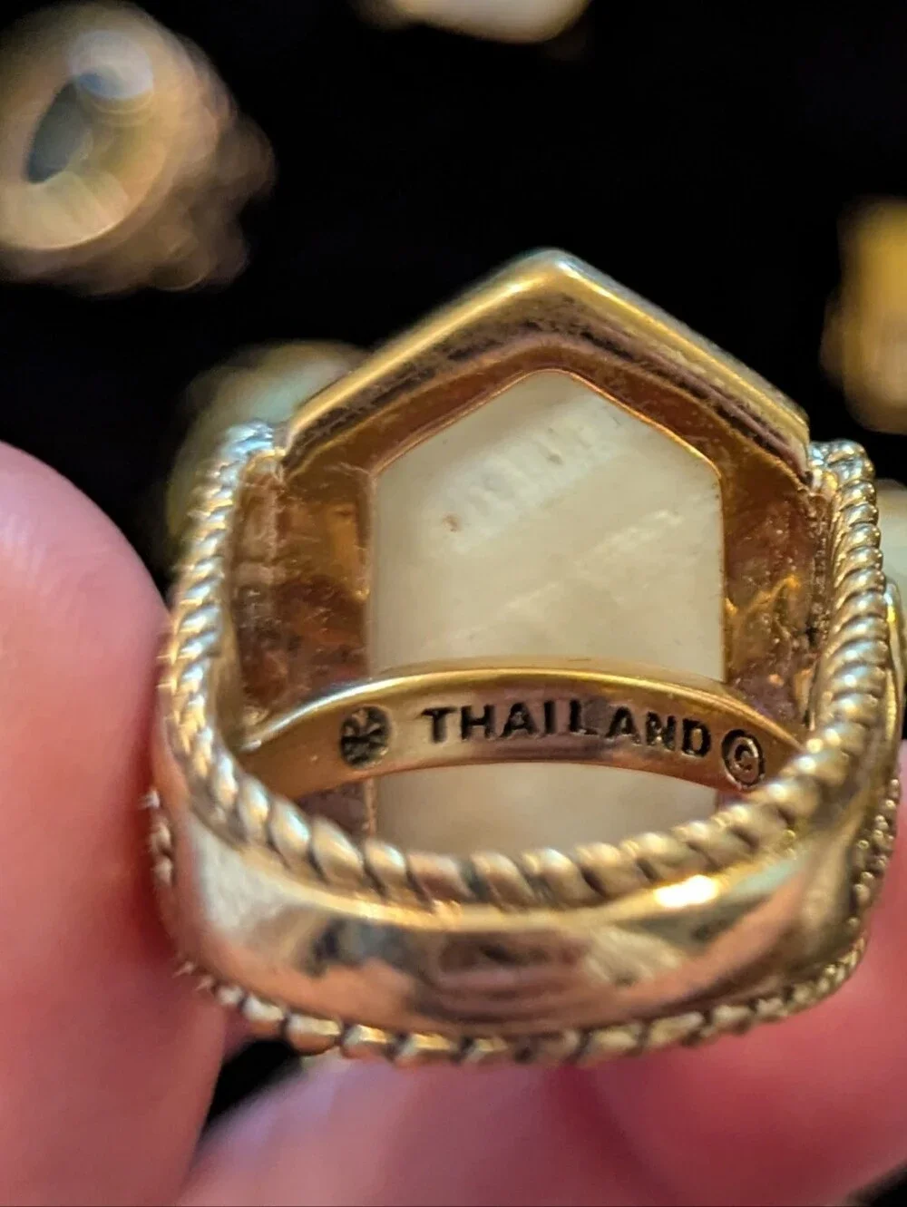 Barse Thailand Genuine Stone Roman Statement Ring, Vintage New Size 9